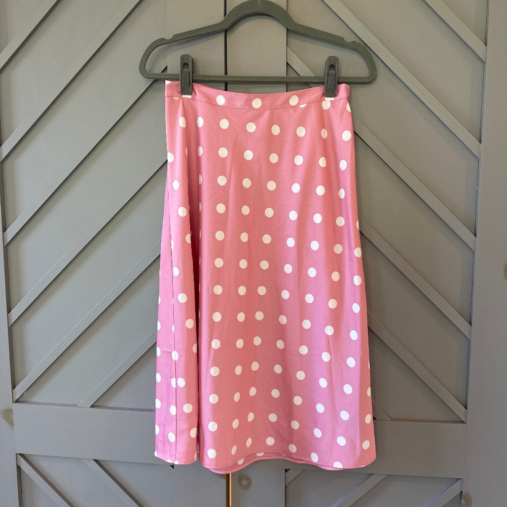 J.Crew Satin midi polka dot skirt NWT